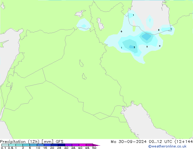 Precipitation (12h) GFS Po 30.09.2024 12 UTC