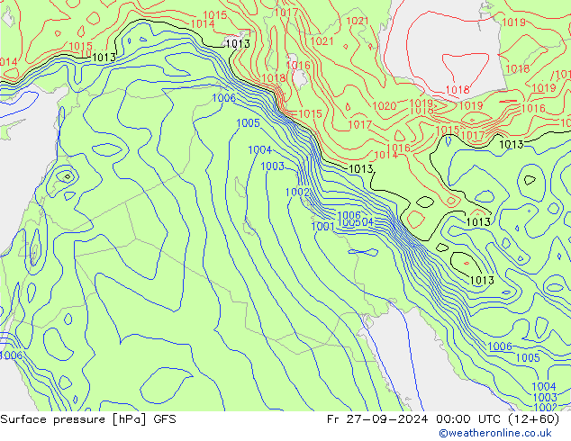 Atmosférický tlak GFS Pá 27.09.2024 00 UTC