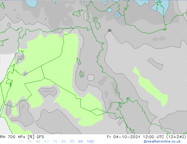 Humidité rel. 700 hPa GFS ven 04.10.2024 12 UTC