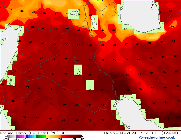 Ground Temp (0-10cm) GFS Th 26.09.2024 12 UTC