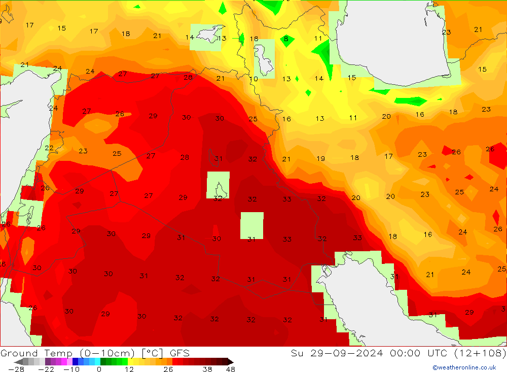 Temp (0-10cm) GFS dim 29.09.2024 00 UTC