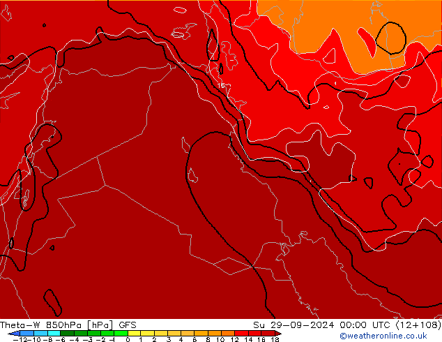 Theta-W 850hPa GFS Ne 29.09.2024 00 UTC