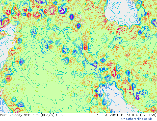 Vert. Velocity 925 hPa GFS Ter 01.10.2024 12 UTC