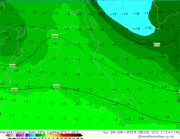 Yükseklik/Sıc. 500 hPa GFS Paz 29.09.2024 06 UTC