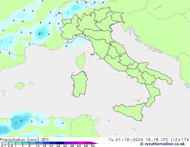 Precipitation GFS Tu 01.10.2024 18 UTC