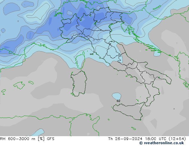 RH 600-3000 m GFS Qui 26.09.2024 18 UTC