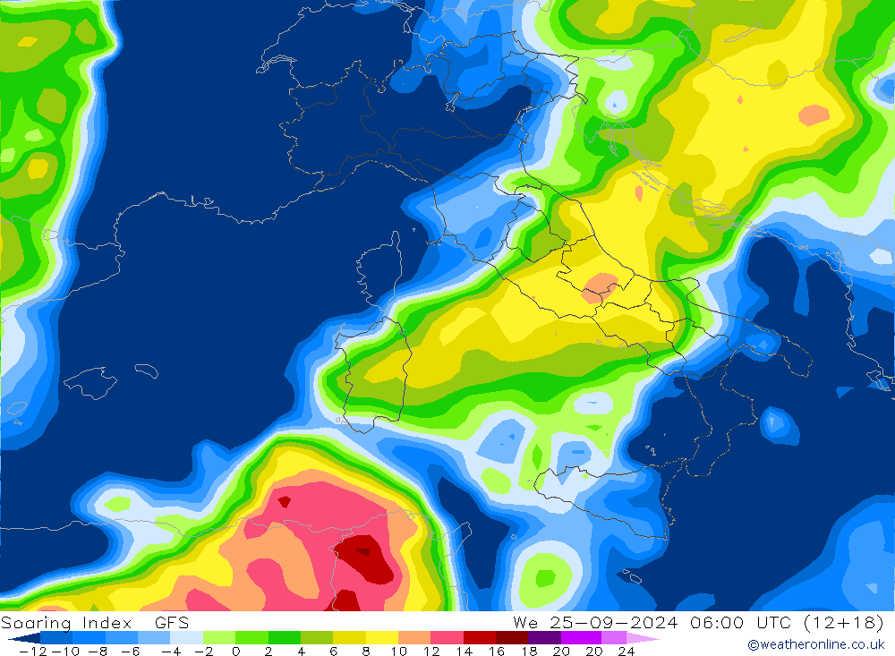 Soaring Index GFS wo 25.09.2024 06 UTC