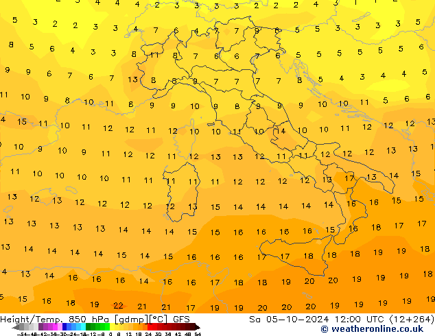 Z500/Rain (+SLP)/Z850 GFS  05.10.2024 12 UTC