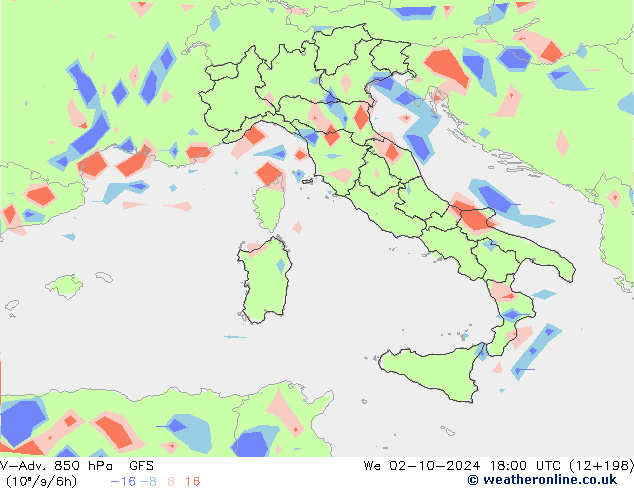 V-Adv. 850 hPa GFS Çar 02.10.2024 18 UTC