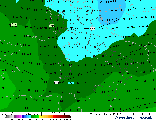 Height/Temp. 500 hPa GFS mer 25.09.2024 06 UTC