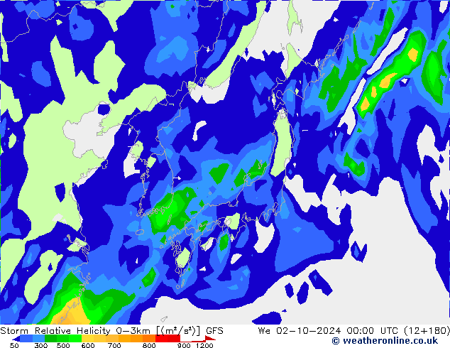 Storm Relative Helicity GFS We 02.10.2024 00 UTC