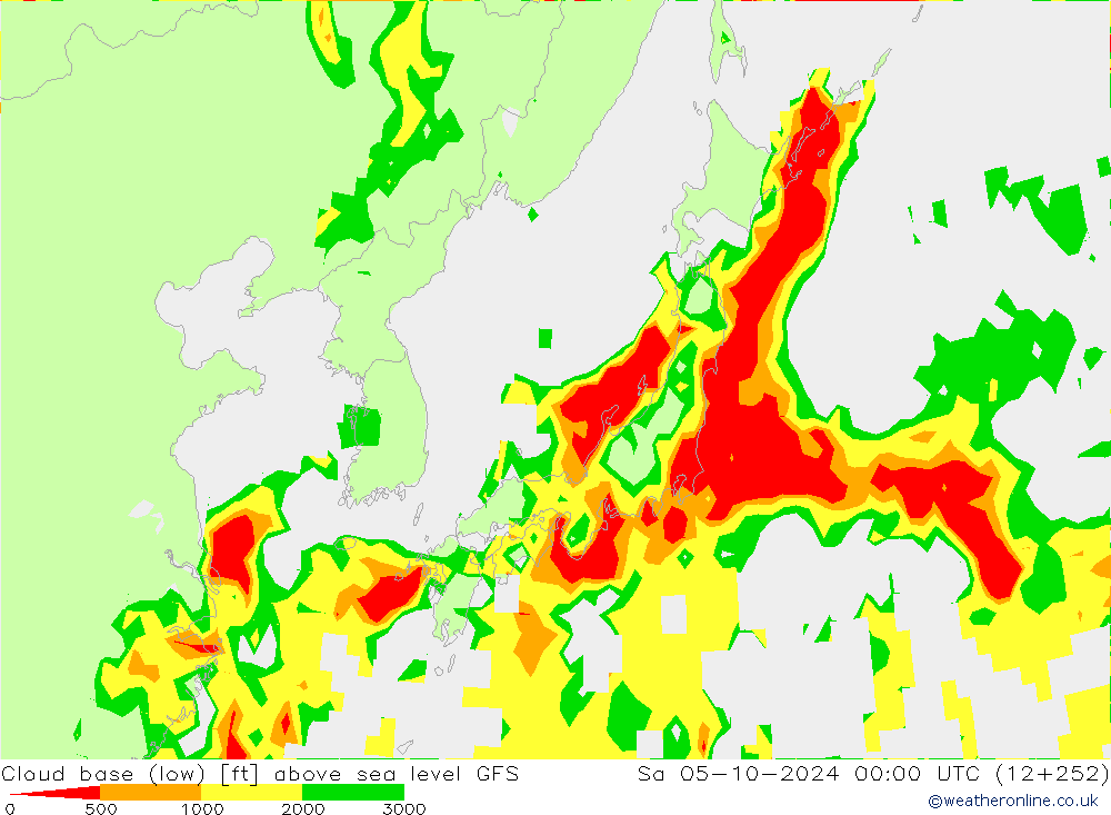 Cloud base (low) GFS sáb 05.10.2024 00 UTC