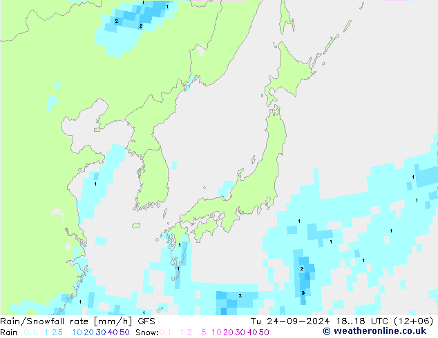 Rain/Snowfall rate GFS  24.09.2024 18 UTC