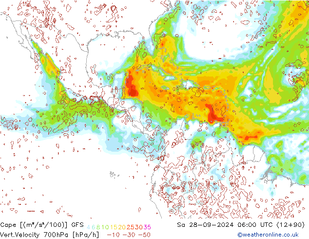 Cape GFS сб 28.09.2024 06 UTC