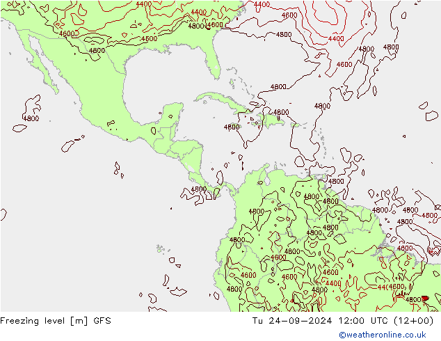 Freezing level GFS wto. 24.09.2024 12 UTC