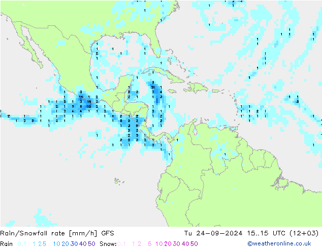 Rain/Snowfall rate GFS mar 24.09.2024 15 UTC