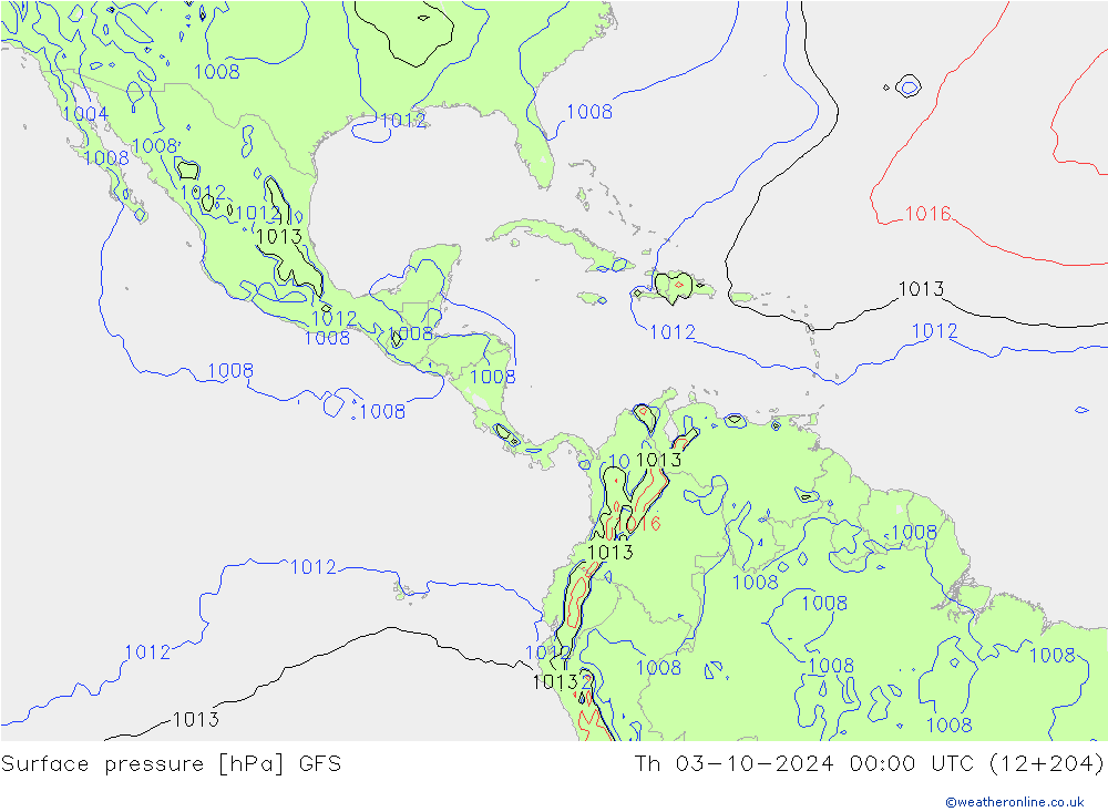 приземное давление GFS чт 03.10.2024 00 UTC