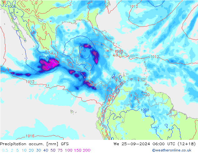 Precipitation accum. GFS ср 25.09.2024 06 UTC