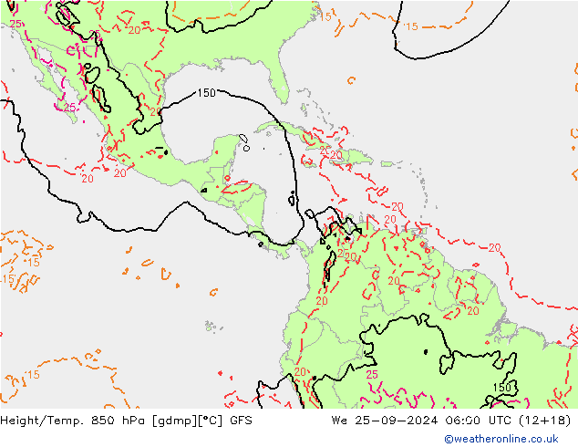 Z500/Rain (+SLP)/Z850 GFS We 25.09.2024 06 UTC