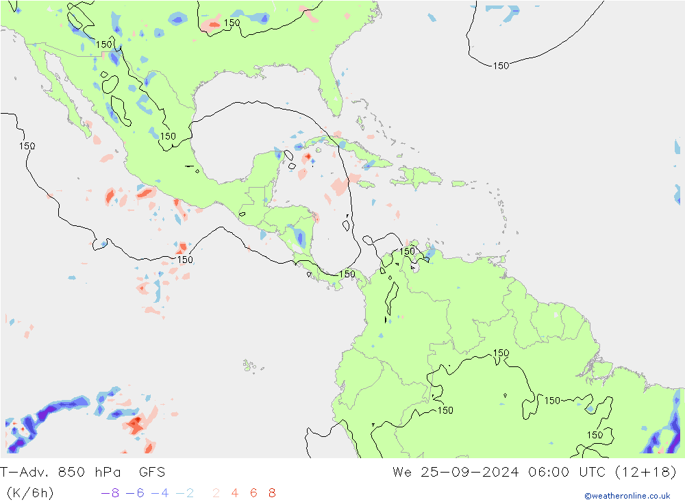 T-Adv. 850 hPa GFS Çar 25.09.2024 06 UTC