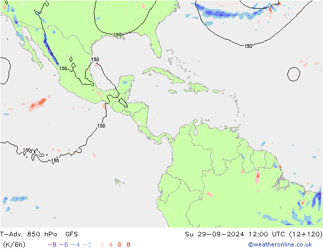 T-Adv. 850 hPa GFS dim 29.09.2024 12 UTC