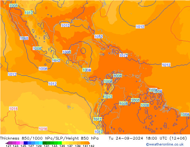 Thck 850-1000 hPa GFS mar 24.09.2024 18 UTC