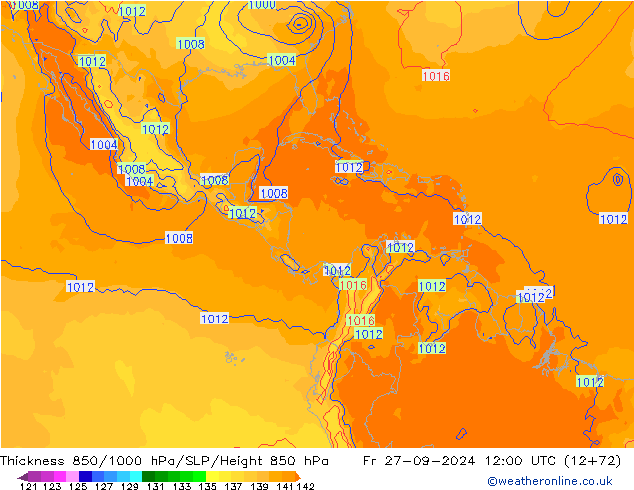 Schichtdicke 850-1000 hPa GFS Fr 27.09.2024 12 UTC