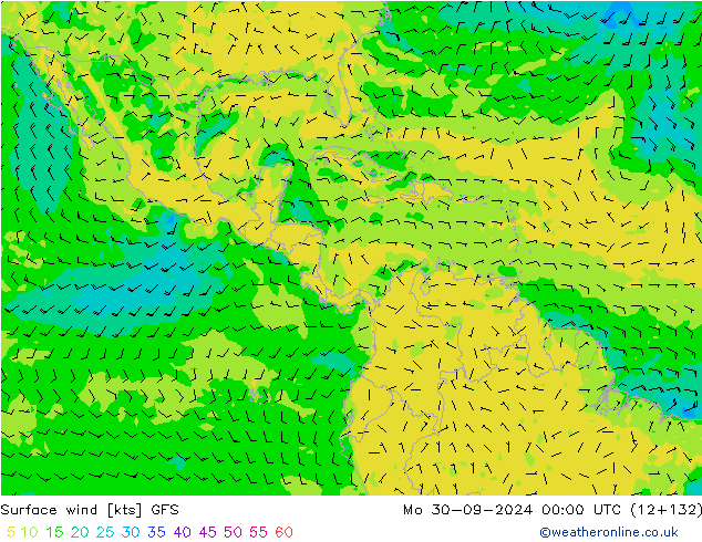 Surface wind GFS Mo 30.09.2024 00 UTC