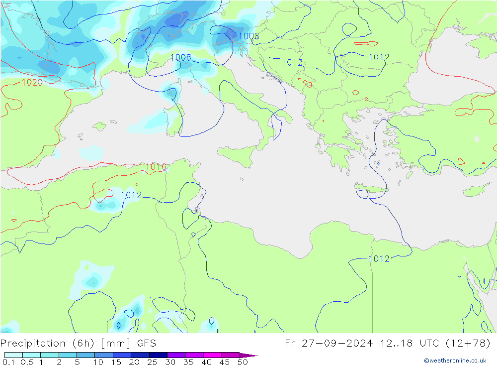 Z500/Rain (+SLP)/Z850 GFS Fr 27.09.2024 18 UTC