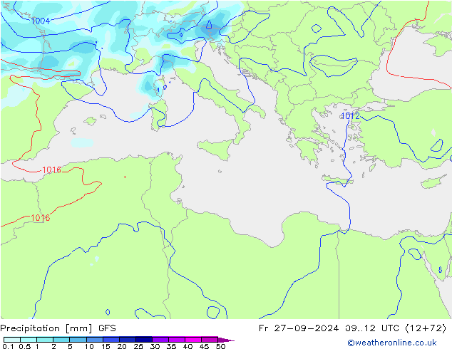 Precipitation GFS Fr 27.09.2024 12 UTC