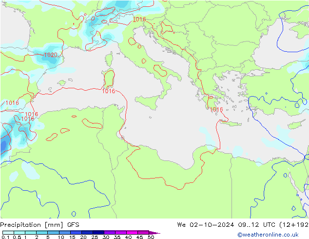 Precipitation GFS We 02.10.2024 12 UTC