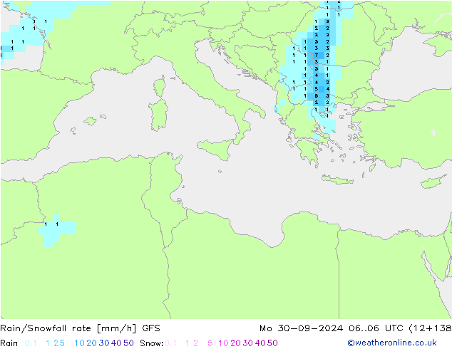 Kar/Yağmur Oranı GFS Pzt 30.09.2024 06 UTC