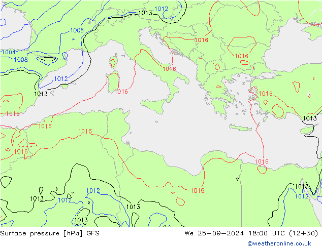 Surface pressure GFS We 25.09.2024 18 UTC