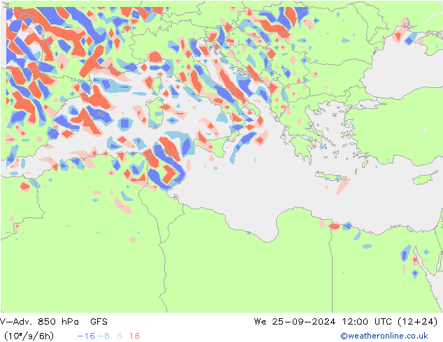 V-Adv. 850 hPa GFS St 25.09.2024 12 UTC