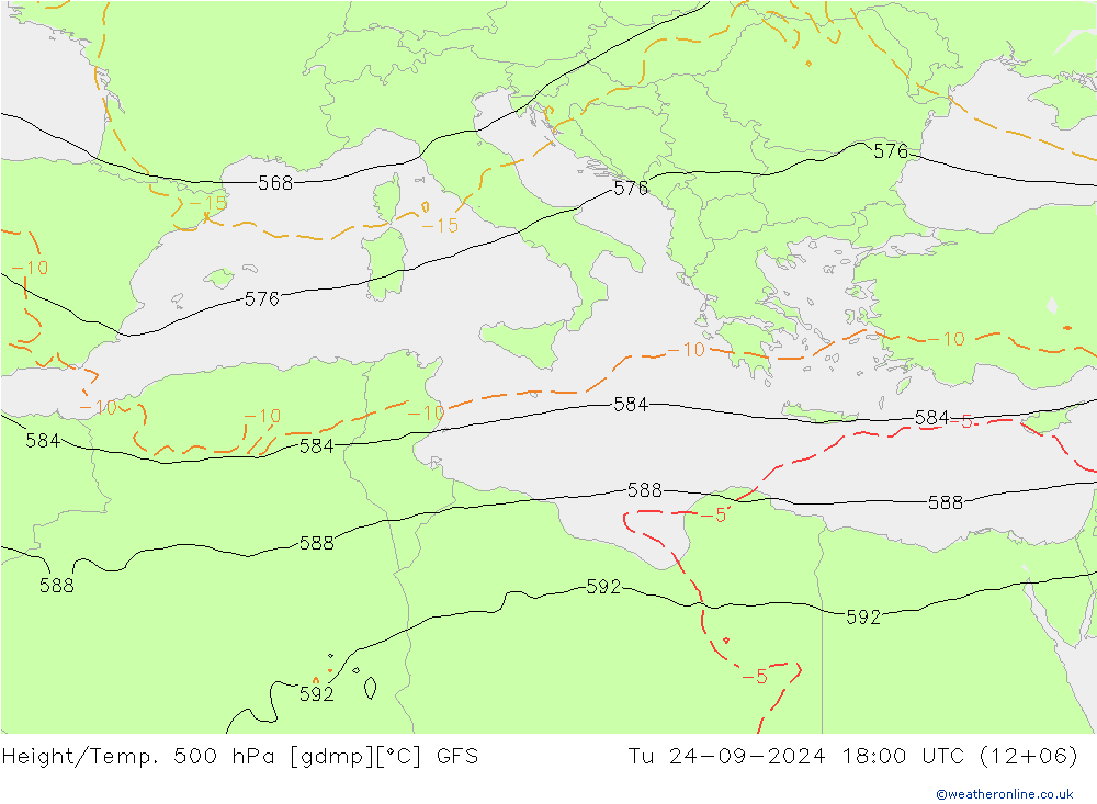 Height/Temp. 500 hPa GFS Tu 24.09.2024 18 UTC
