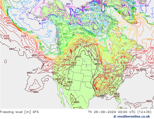 Freezing level GFS jue 26.09.2024 00 UTC