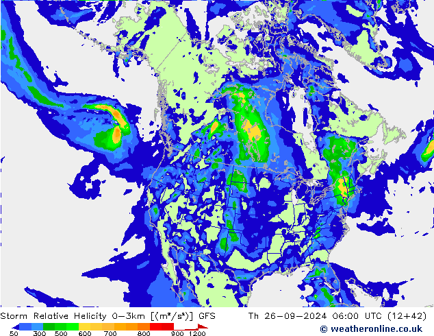 Storm Relative Helicity GFS Do 26.09.2024 06 UTC