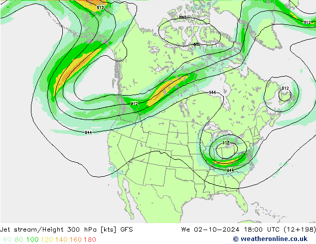 Courant-jet GFS mer 02.10.2024 18 UTC