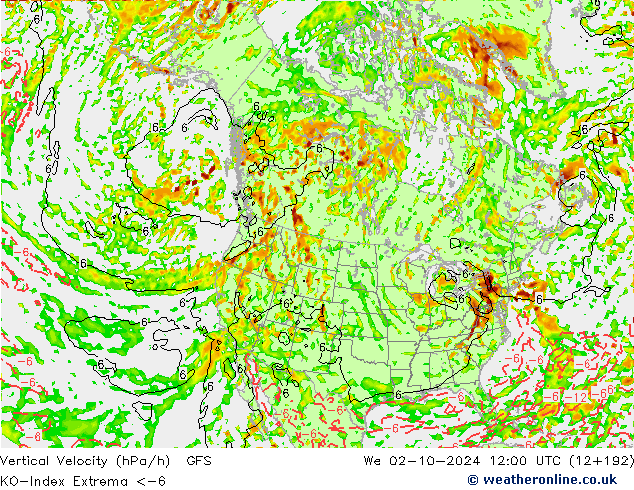 Convection-Index GFS śro. 02.10.2024 12 UTC