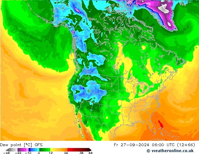 Dew point GFS Fr 27.09.2024 06 UTC