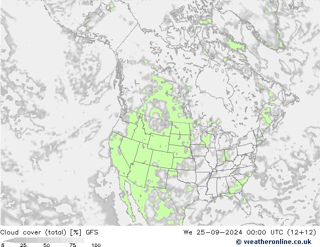 Nubi (totali) GFS mer 25.09.2024 00 UTC