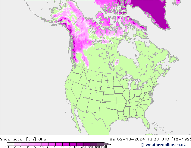 Snow accu. GFS We 02.10.2024 12 UTC