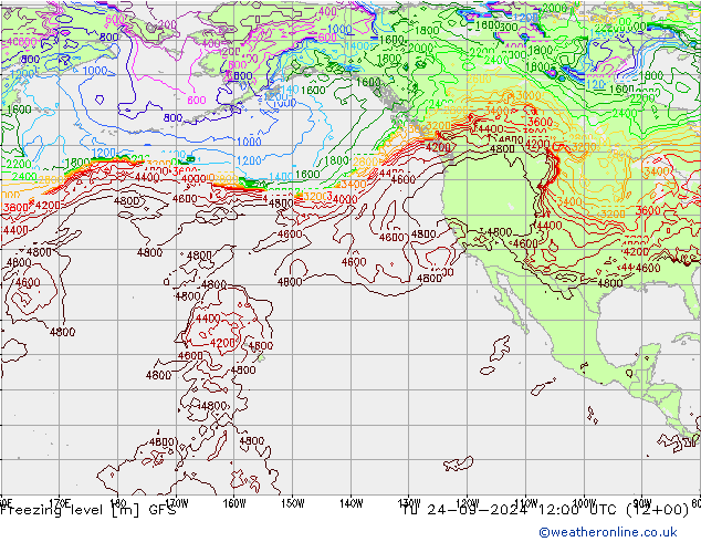 Freezing level GFS  24.09.2024 12 UTC