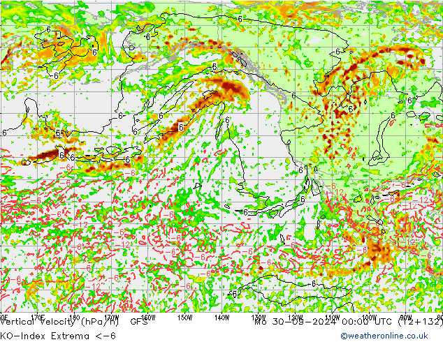 Convection-Index GFS Mo 30.09.2024 00 UTC