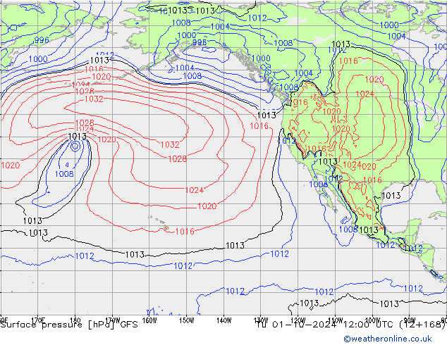 Yer basıncı GFS Sa 01.10.2024 12 UTC