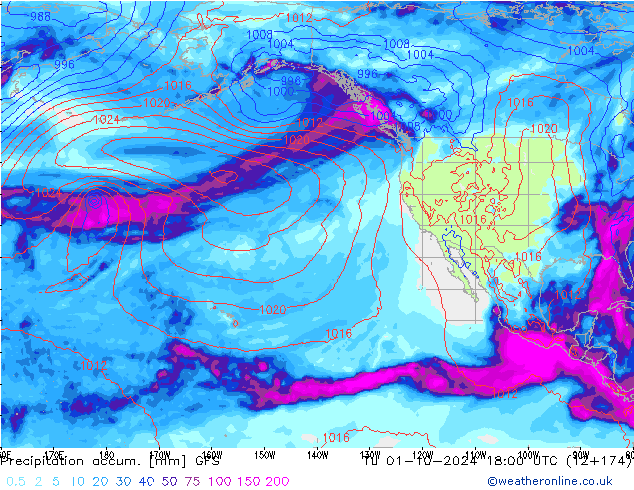 Precipitation accum. GFS Tu 01.10.2024 18 UTC