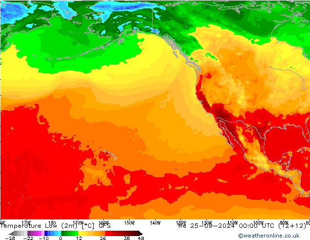 Temperature Low (2m) GFS We 25.09.2024 00 UTC