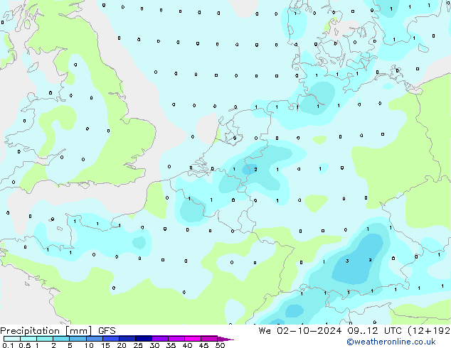 Précipitation GFS mer 02.10.2024 12 UTC