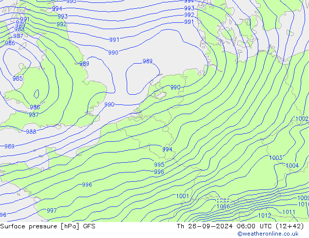 Surface pressure GFS Th 26.09.2024 06 UTC