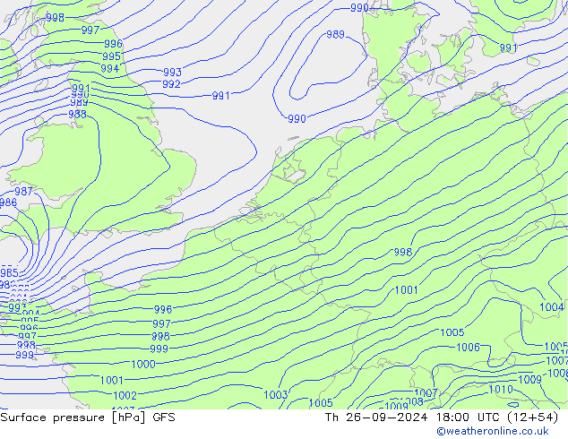 地面气压 GFS 星期四 26.09.2024 18 UTC